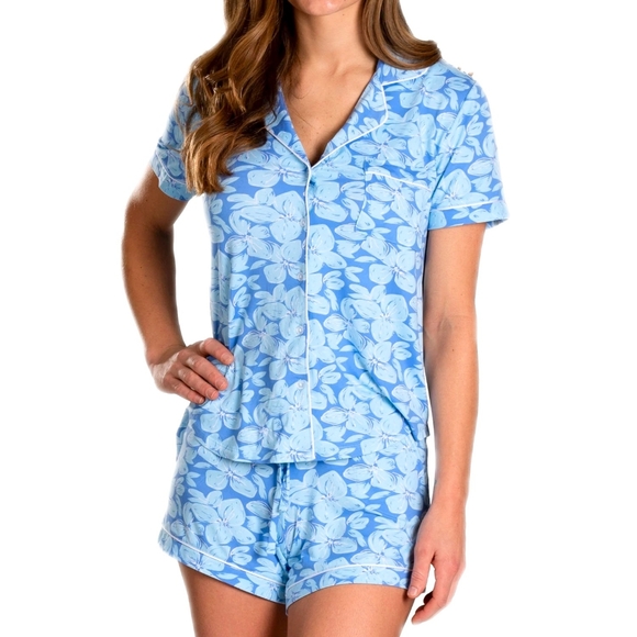 NWT Lauren James 2 Pc Blues & White Shorty PJ Set - Picture 2 of 5